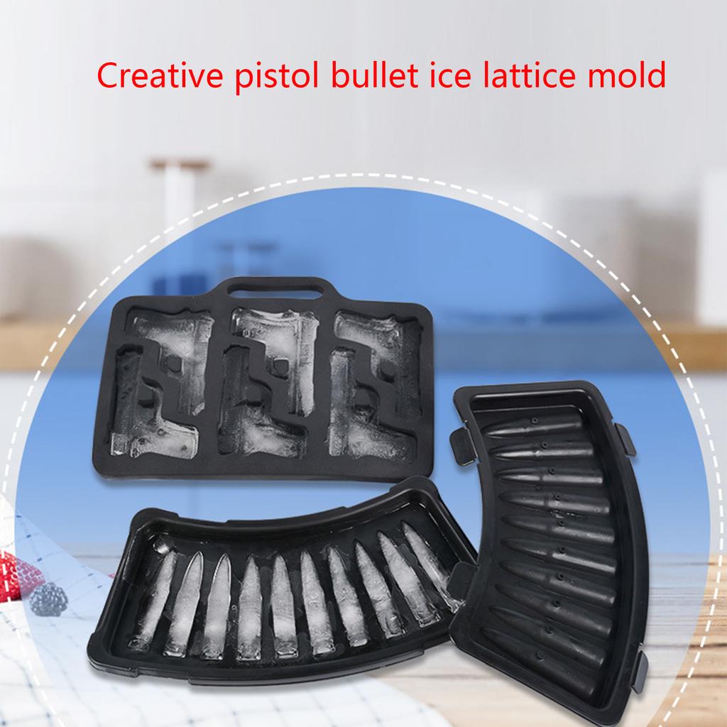 Silicone Ice Cube Tray Guns/Bullet Shaped Ice Mold Easy Release Silicone Mold for Whiskey Cocktails and Juice Beverages