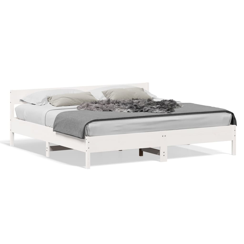 Vidaxl Bed Without Mattress, White, 200X200 Cm, Solid Pine Wood