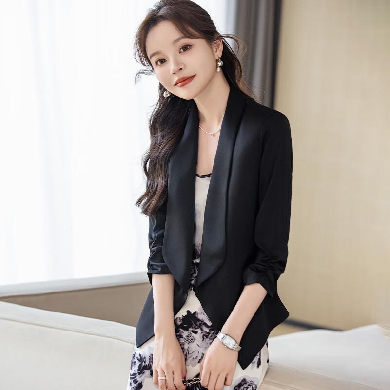 Teluoman Women's Seven-Quarter Sleeve Blazer Jacket