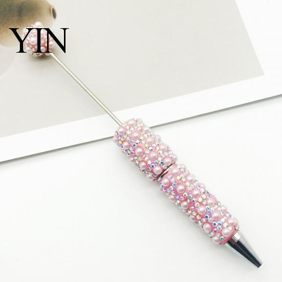 Luxury Faux Diamond Pen DIY Beadable Pen, Rhinestone Pearl Ballpoint Fancy Glitter Creative for Crafting, Student Stationery Office Writing