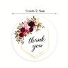 Floral Thank You Stickers, 4 Assorted Designs, Round Adhesive Labels for Scrapbooking, Packaging, and Stationery Sealing