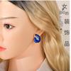 Antique Blue Enamel Conch Earrings In Oil Painting Style - Chinese Retro Inspired Fashion Jewelry