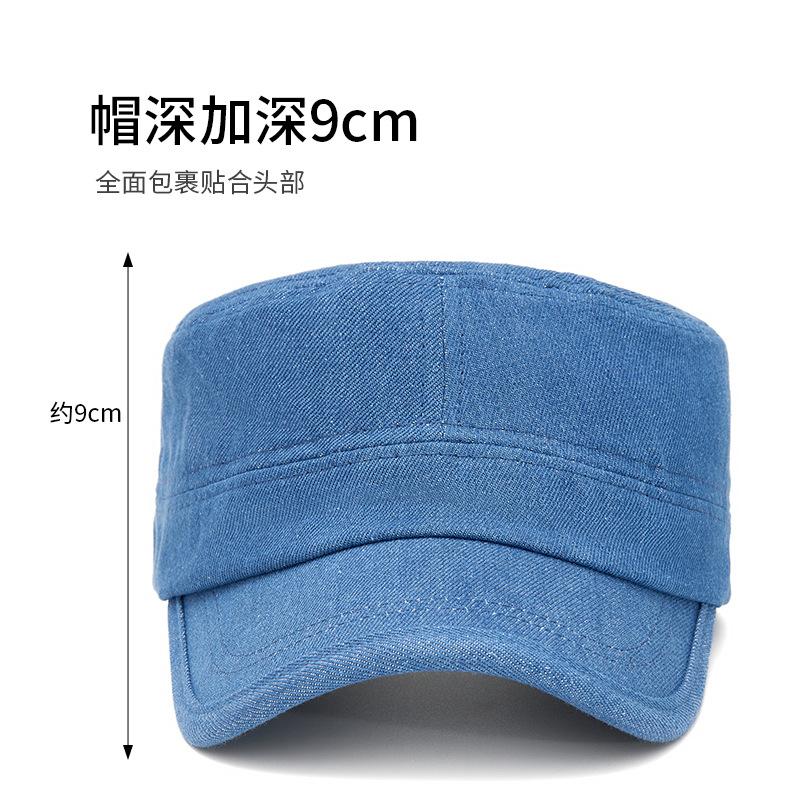 Men's light board denim flat top military hat simple versatile cap women's fashion outdoor visor equestrian hat