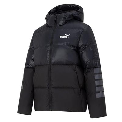 Daunenjacke Damen Schwarz Mit Kapuze Mittlere Pufferjacke 678722-01