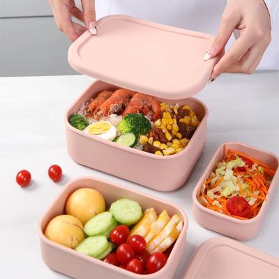 Silicone Bento Lunch Box Microwave Heating Lunch Fruit & Vegetable Storage Suitable for Students and Office Workers