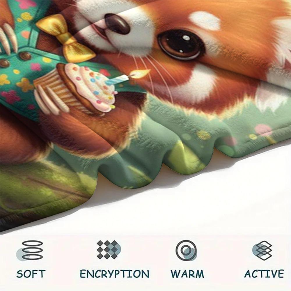 1PC Cute-style animals Print FlAannel Blanket, High quality Comfortable for All Seasons, Home Decor, Warmth and Comfort
