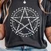 Wooden Pentagram Shirt, Vine and Leaf Witchy Tee, Cottagecore Witchcore Apparel, Rustic Pagan Pentacle Gift, Cozy Goth Nature Magic