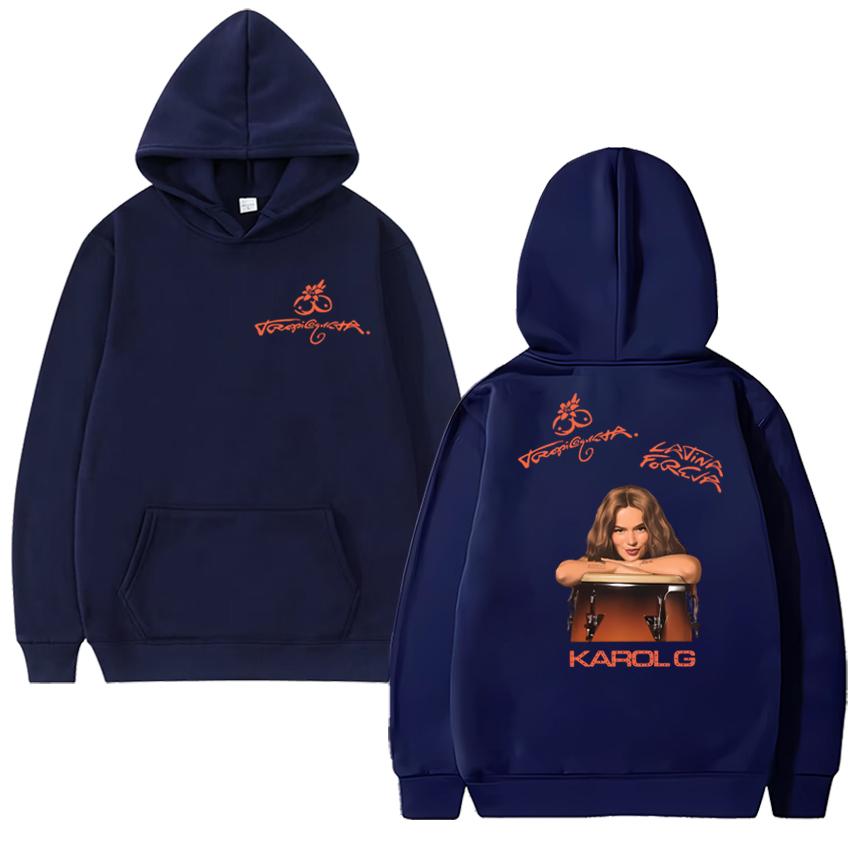 

Singer Karol G Tropicoqueta Album Double Sided printed Hoodies Autumn Winter Unisex fashion Sweatshirt Men women Fleece pullover 3XL