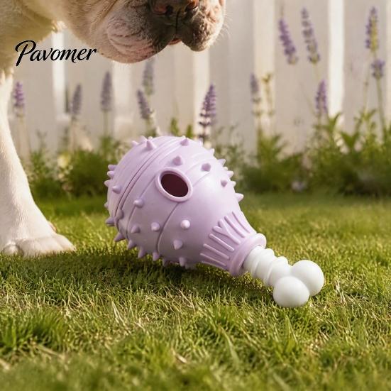 Pet Enrichment Toys Dog Treat Dispenser Toy, Spiky Chicken Leg Chew Rubber Interactive Safe Chewing for Small Medium Large Dogs Puzzle Feeder