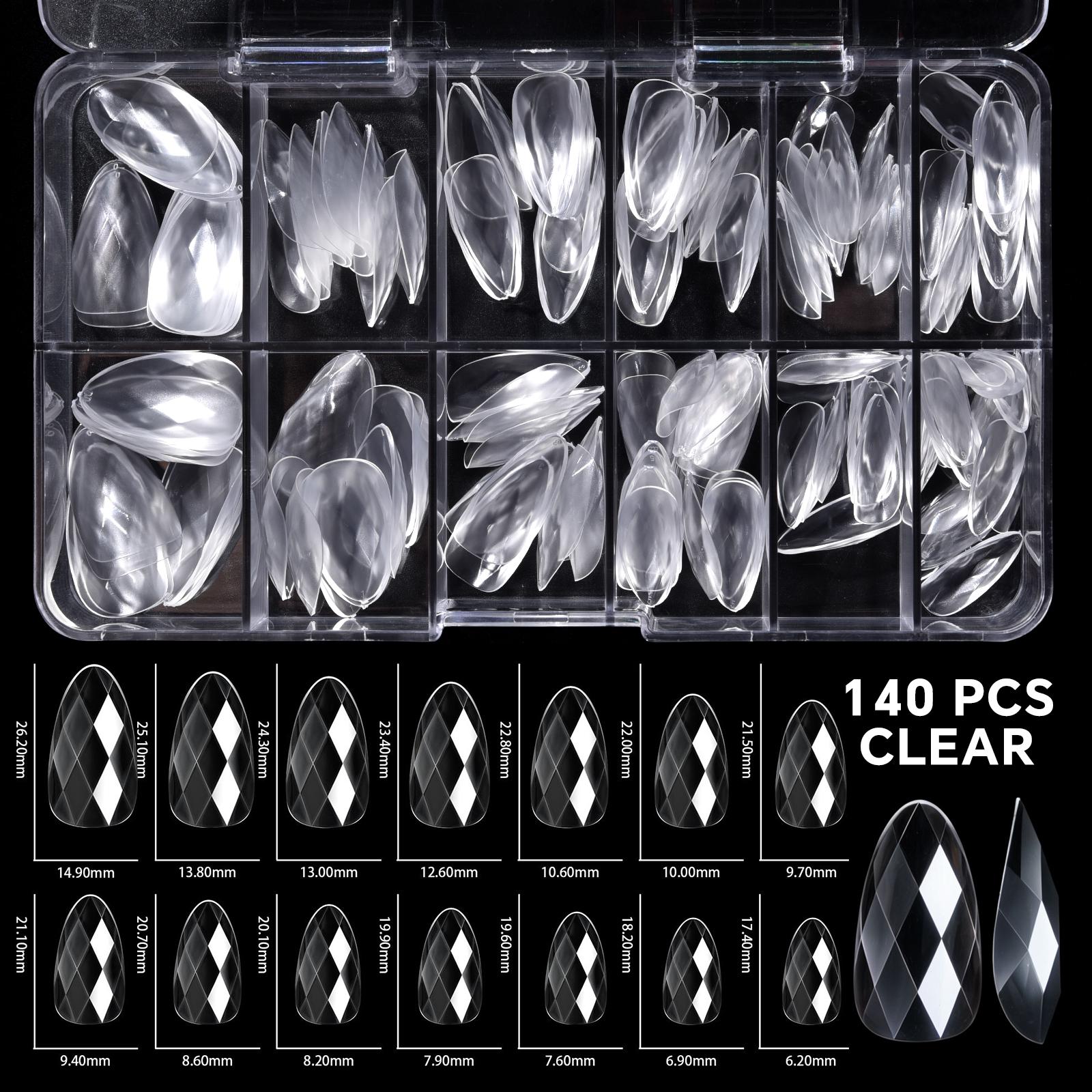 

120/140 шт. 3D прозрачные алмазные накладные ногти миндальные балетные гробы прозрачные накладные ногти многоразовые полное покрытие акриловые типсы для самостоятельного изготовления
