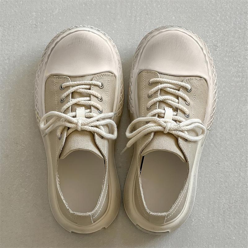 New niche big head couple shoes platform sole light casual old retro breathable canvas shoes board shoes