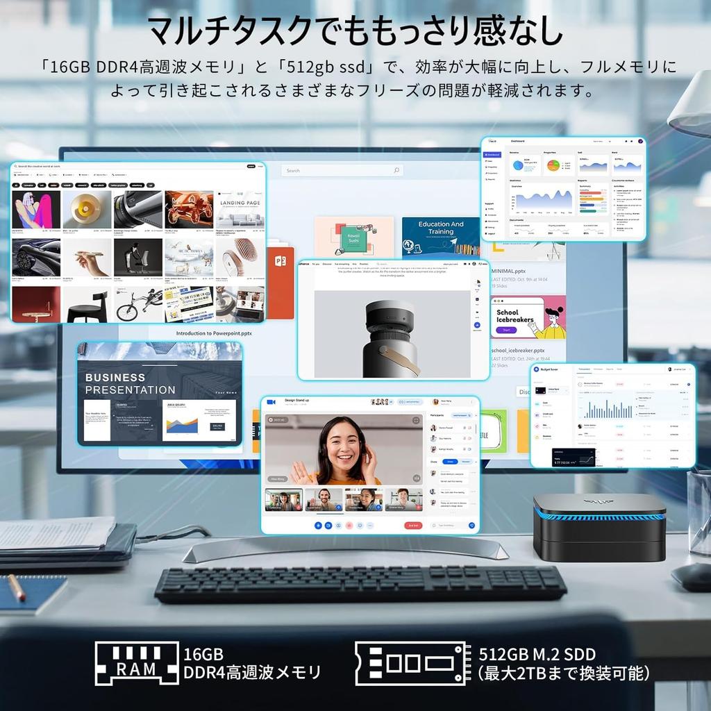 Mini PC N97 Mini PC 2024 Operation More Stable Up To Small PC 16GB DDR4 512GB SSD 2TB Expandable NVMe SSD Mini PC 4K Quiet High Speed Heat Dissipation