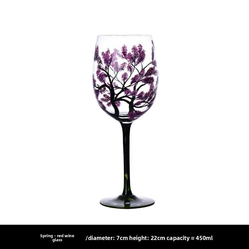Seasons Glass Cup Four Seasons Tree Wine Glasses Red Wine Glass Goblet Champagne Cup Home Wedding Decoration