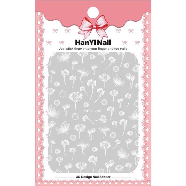 Self-Adhesive Nail Sticker White Flower Nail Decal Nail Art Decoration