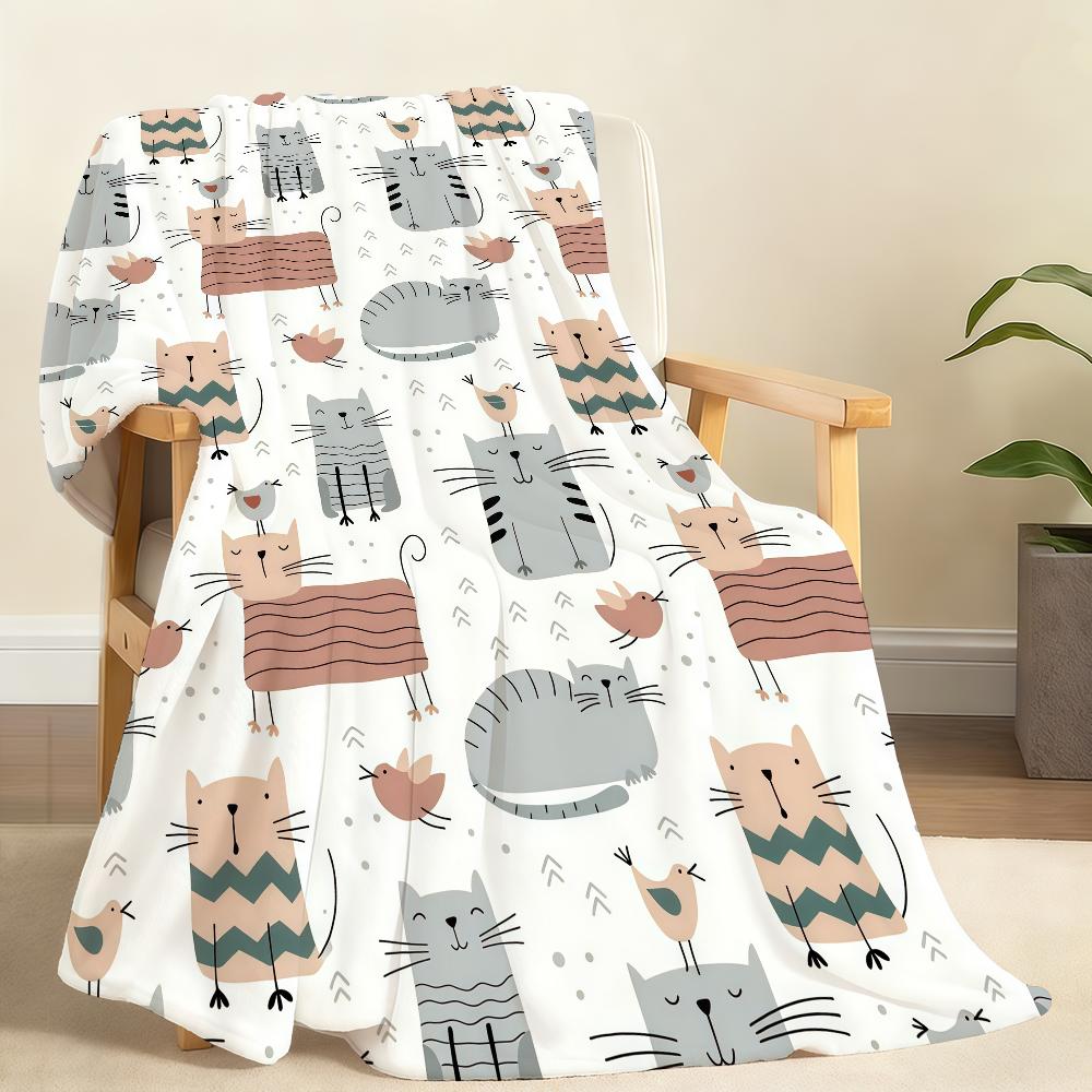 

Abstract-style cute cat animal Blanket Soft Throw Blanket for Home Bedroom Bed Sofa Picnic Travel Office Rest Cover Blanket Gift 100x150cm