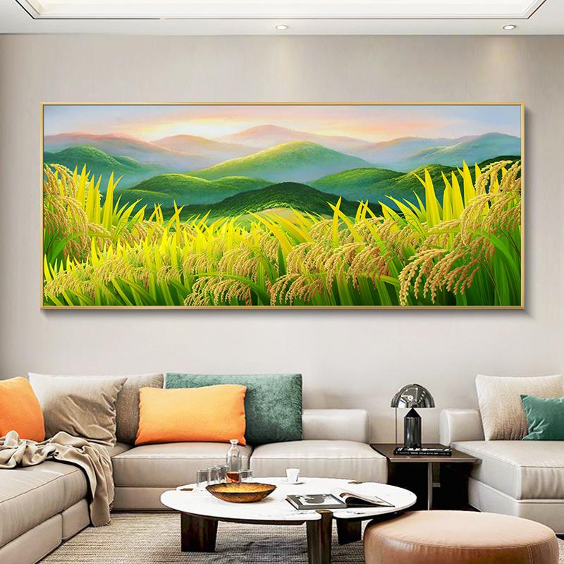 Decorative Painting of Landscape Banner with Backing To Attract Wealth Canvas Painting Green Mountain Posters for Living Room
