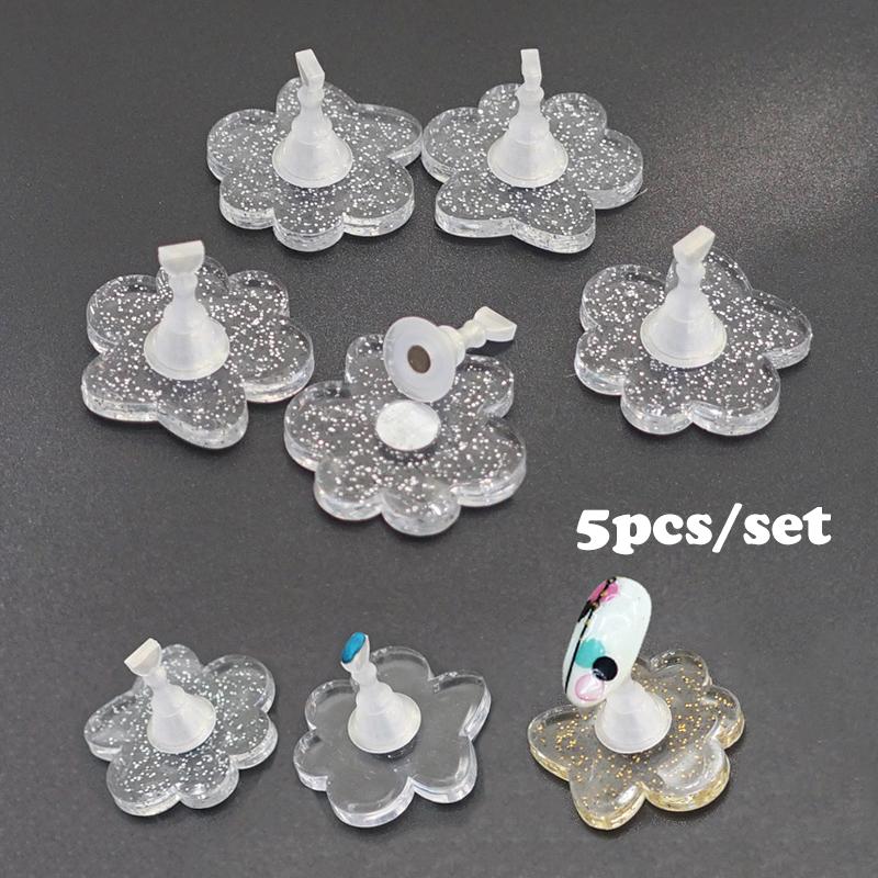 5Pcs Magnetic Nail Holders Practice Training Display Glitter Sequins Flower False Nail Tips Stand Manicure Tools For Beginners