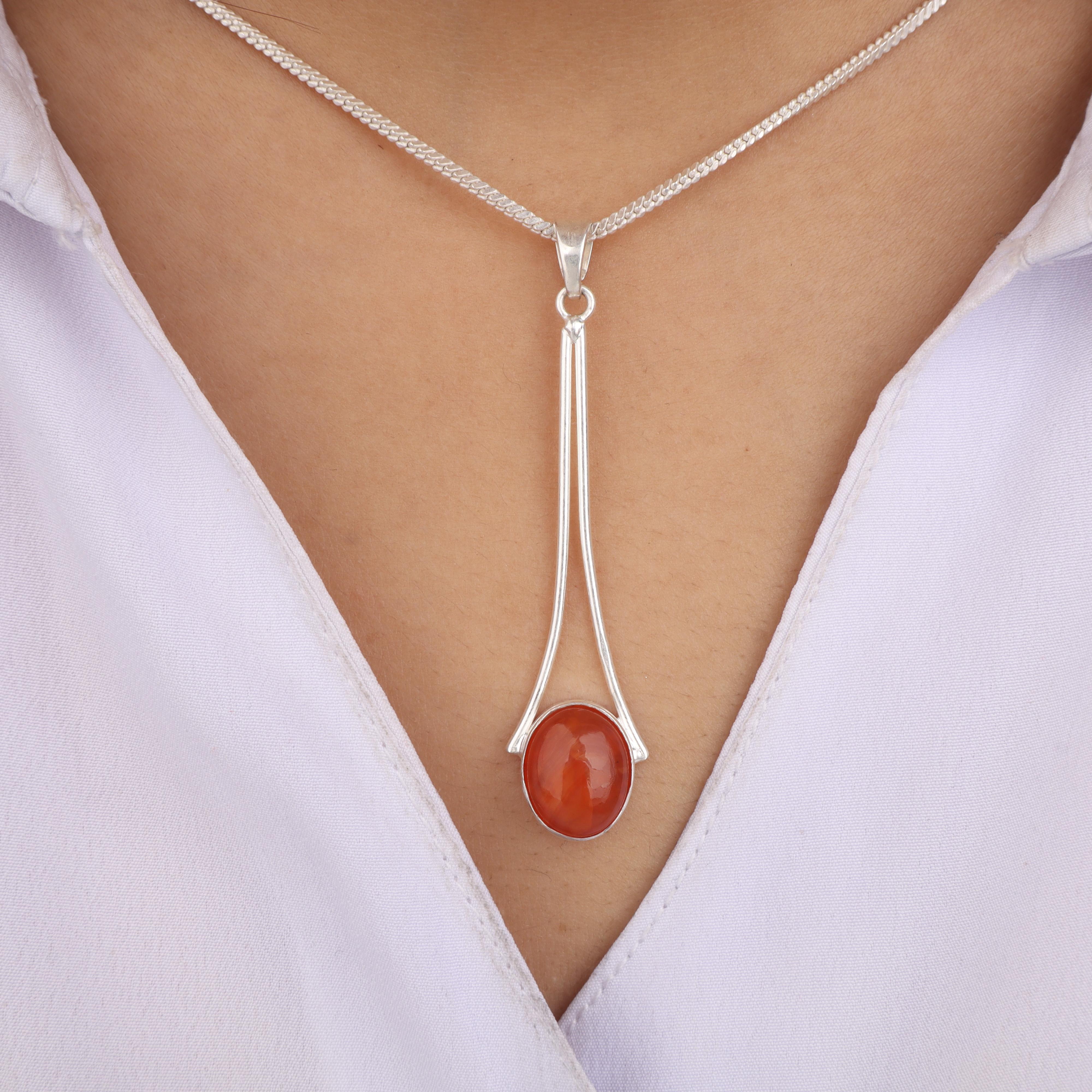 

Натуральный сердолик, стерлинговое серебро 925 пробы, ручная работа, дизайнерский кулон 1,79 PP-69-24