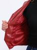 Allegra K Manteau en Faux Cuir pour Femme, Col en V, Sans Manches, Veste Gilet Biker Motard Vintage à Fermeture Éclair, Rouge, Taille L