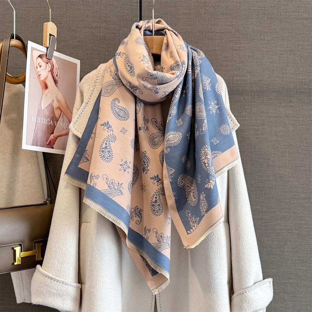 New Fashion Cashew Print Cashmere Scarf Women Luxury Autumn Winter Warm Two-Sided Jacquard Shawls Print Scarve Pashmina Bufanda