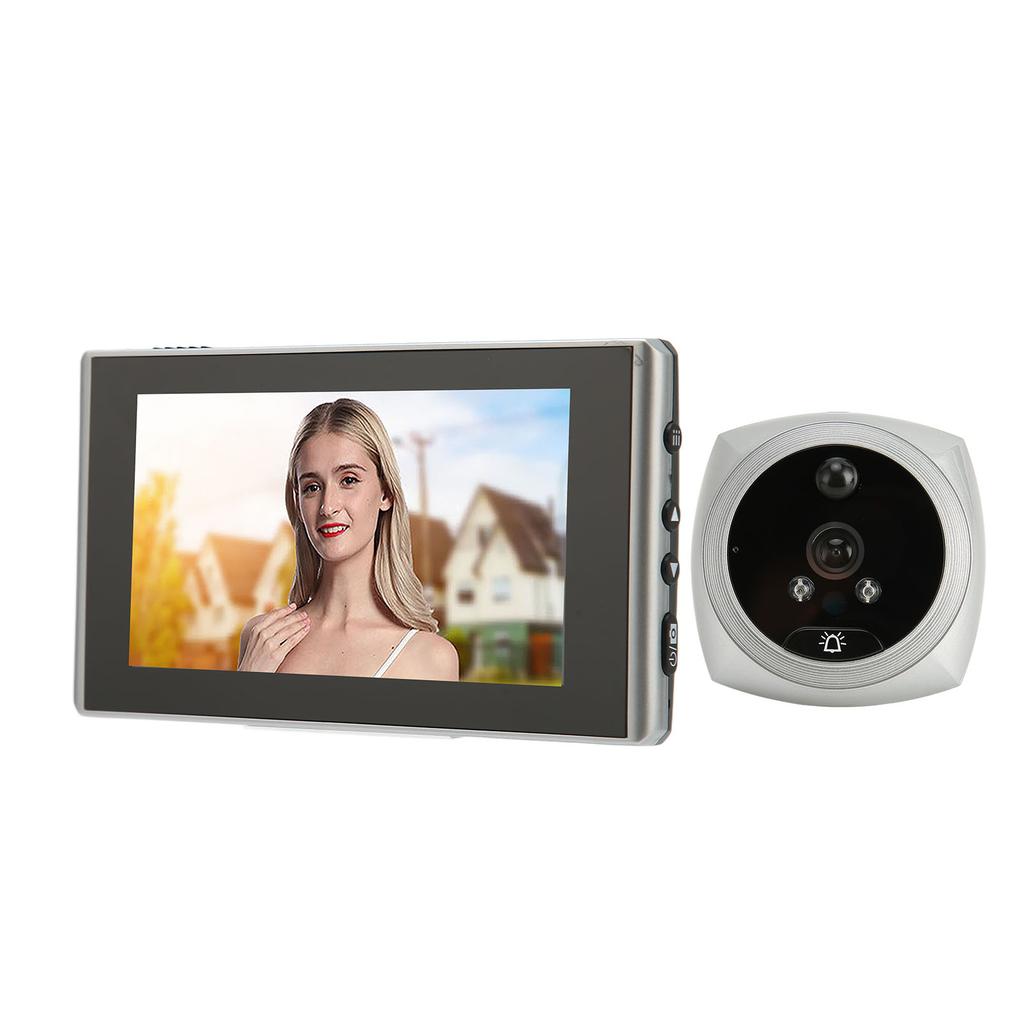 Digital Door Viewer Peephole 1080P Color Night Vision Human Body Detection 4.5 Inch Screen Smart Digital Doorbell Silver