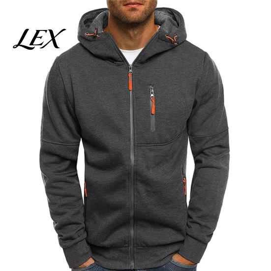 Men Running Jackets Zip-up Hoodie, Athletic Hooded Jacket, Long Sleeve Sweatshirt Spring Autumn Sports Coats Casual Jacket with Zippered Pockets L темно-серого