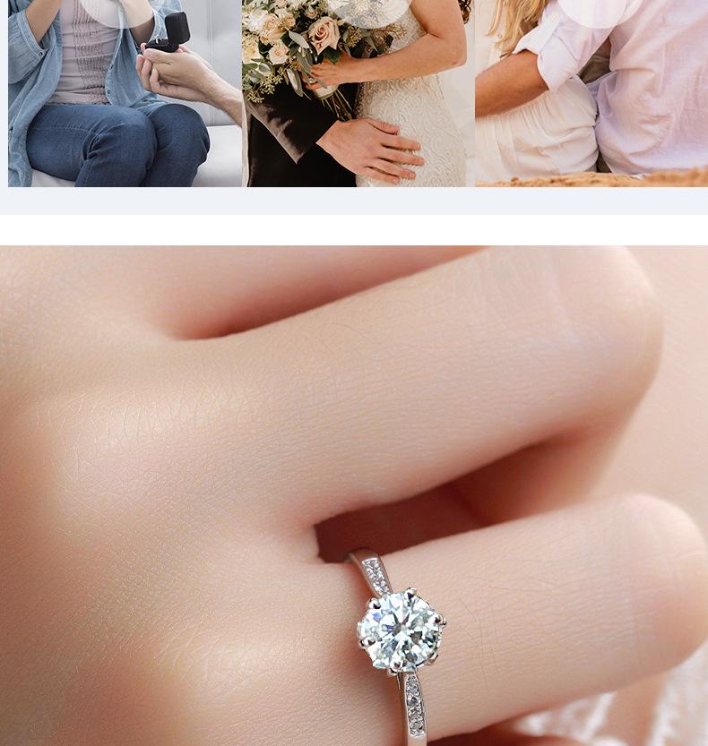 S925 Sterling Silver Moissanite Six-Prong Square Bezel Women's Open Design Ring