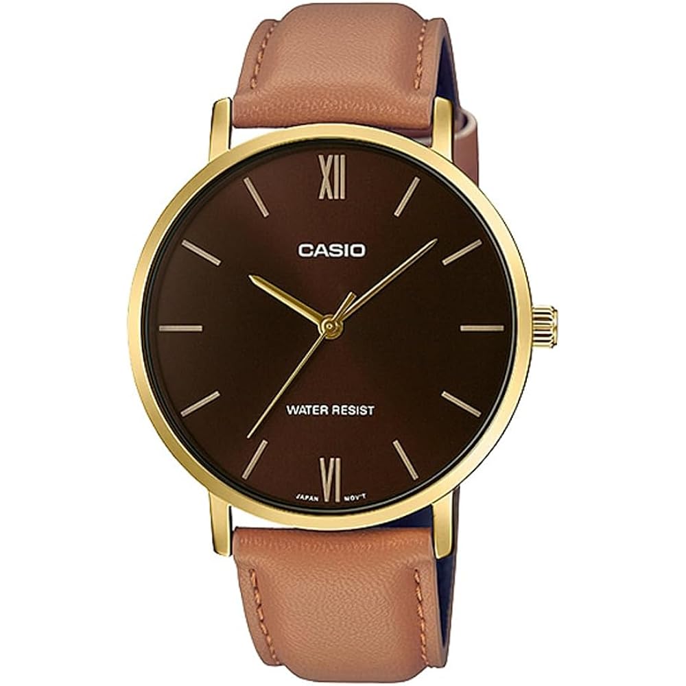 [Casio] CASIO Quartz Men s Watch MTP-VT01GL-5B Gold with Tan Leather Strap (International Model) ...