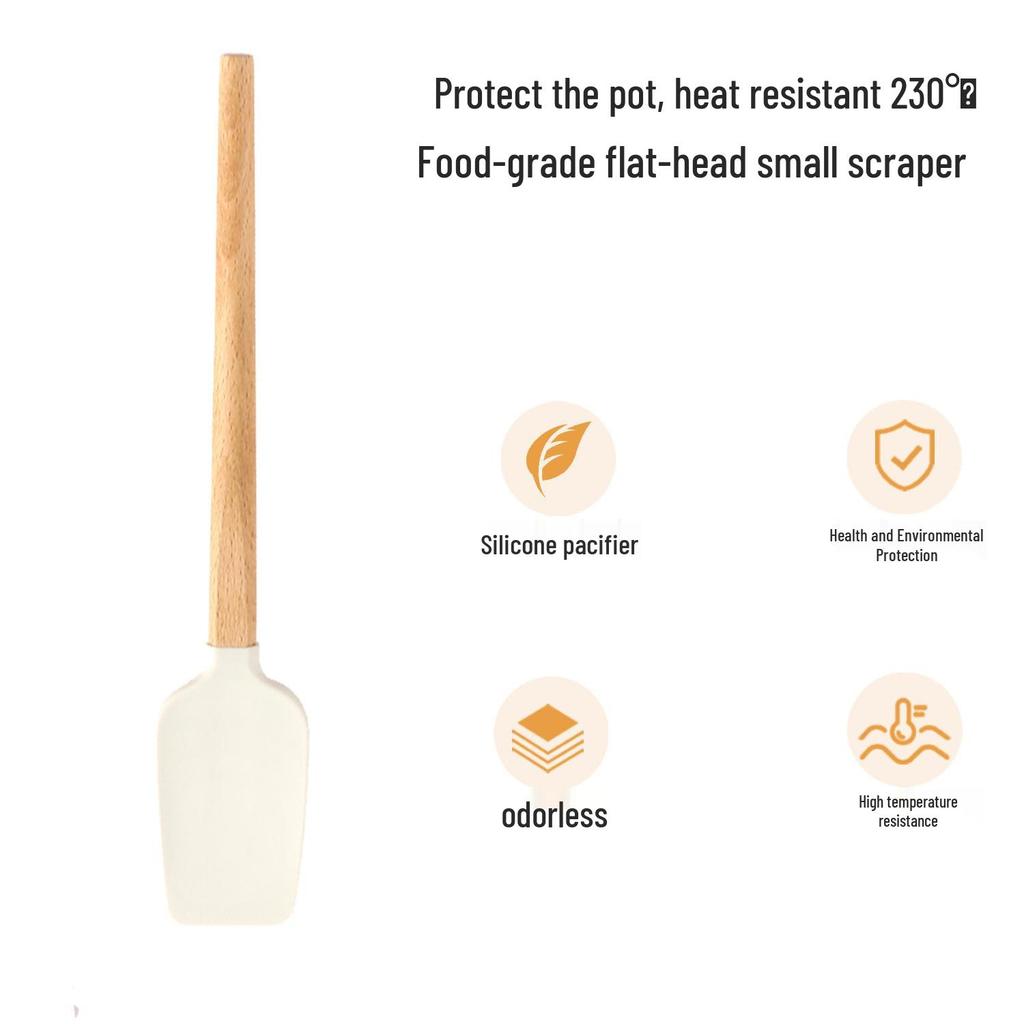Silicone Spatula Set with Wooden Handle - Heat Resistant, Food Grade for Baking and Cake Cream.