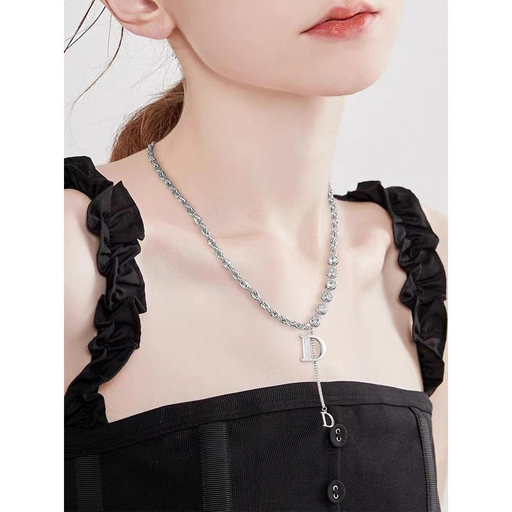 JMXD Letter D Sweater Necklace for Women Small Luxury Y2K Minimalist Trendy Statement Jewelry Gift for Her