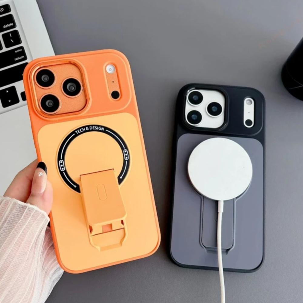 Magnetic Kickstand Phone Case For For Iphone 17 Air 13 14 1 16 Pro Max Plus Matte Stand Wireless Charging Protector Cover