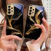Floating Golden Ribbon For Samsung A 01 52S A04 A05S A10 A12 13 22 23 24 36 42 M02 Note 10 20Ultra 8 9 Golden Glass Phone Case