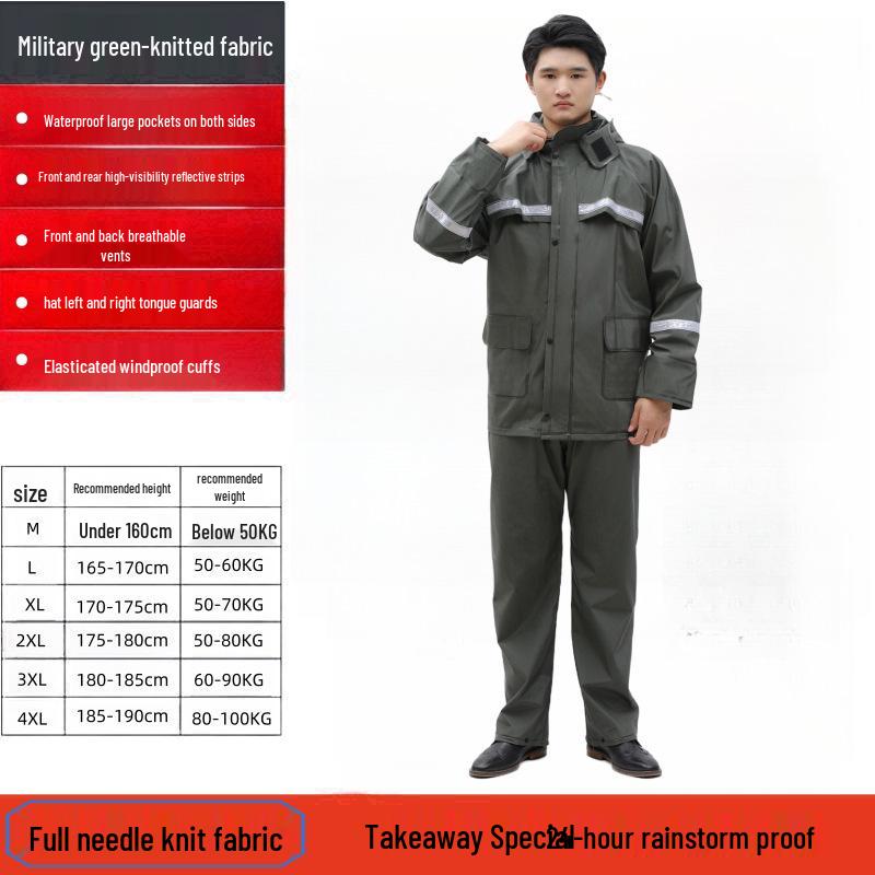 Protective Reflective Motorcycle Rain Suit - Ideal for Construction, Cycling & Riding
