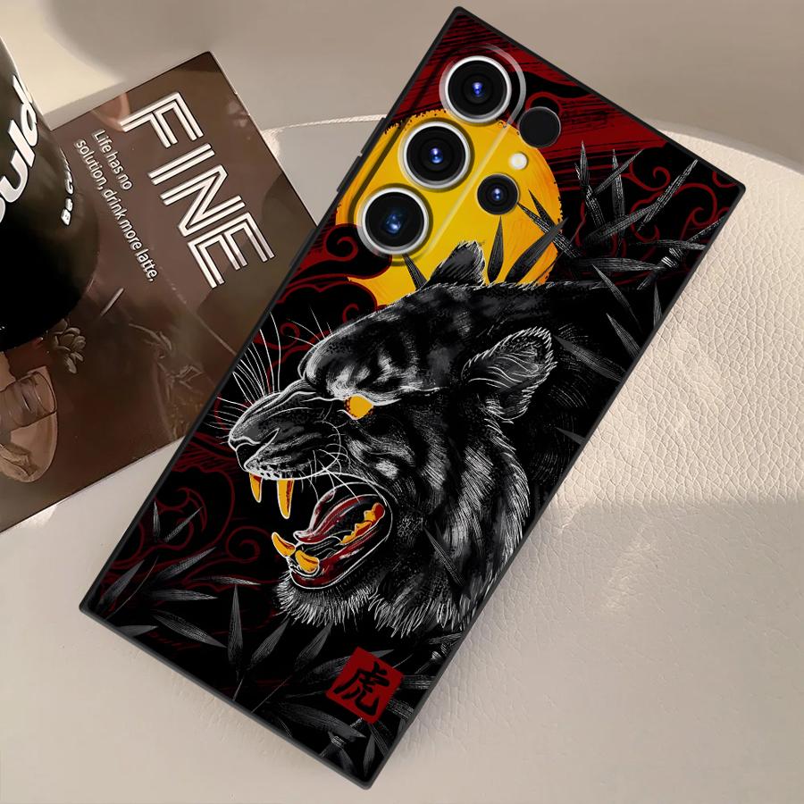 Tiger Dragon Black Soft Phone Cover Case for Samsung Galaxy S21 S22 S24 Plus S23 FE S25+ S23+ S24+ S20 Note 20 10 S25 Ultra