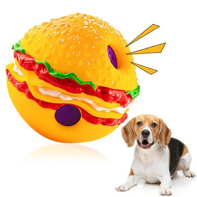 Pet Toy Burger Shape Giggle Sound Attract Bite-Resistant Dental Care Multifunctional Teeth Cleaning Playing Toy Dog Wobble Giggle Ball Pet Supplies