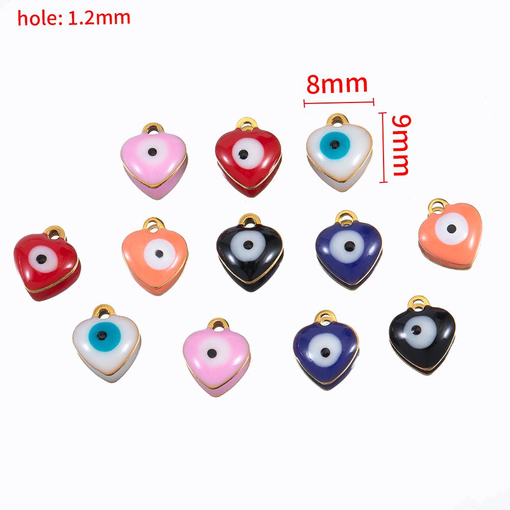 20pcs Round Ball Charms Stainless Steel Turkish Evil Eye Earring Pendant Base DIY Boho Jewelry Making Bracelet Supply Mix Color