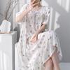 Retro polka dot cotton and silk nightdress women's summer loose large size literary and artistic fan medium and long loungewear can be worn outside 