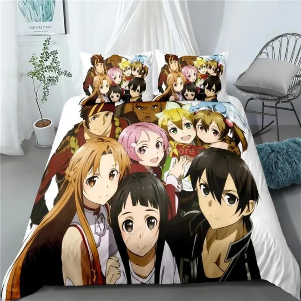 Fashion Gift Cartoon Sword Art Online Bedding Set Anime Bed Linen Quilt Duvet Cover Sets Home Decor Twin Single Queen King Size