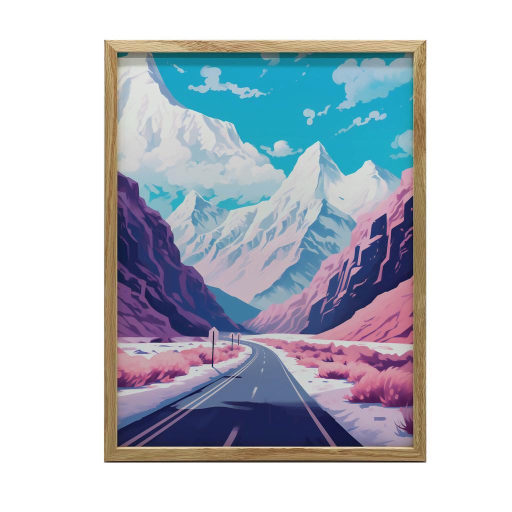 Pastelowy Krajobraz Górski Pastelowy Krajobraz Górski, 70X100 Cm, Rama Drewniana Jasny Dąb, Papier Matowy 230 Gsm