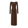 Elegant Slim Fit Two-Piece Style Long Sleeve Bodycon Dress with Waist Tie - New Autumn Collection