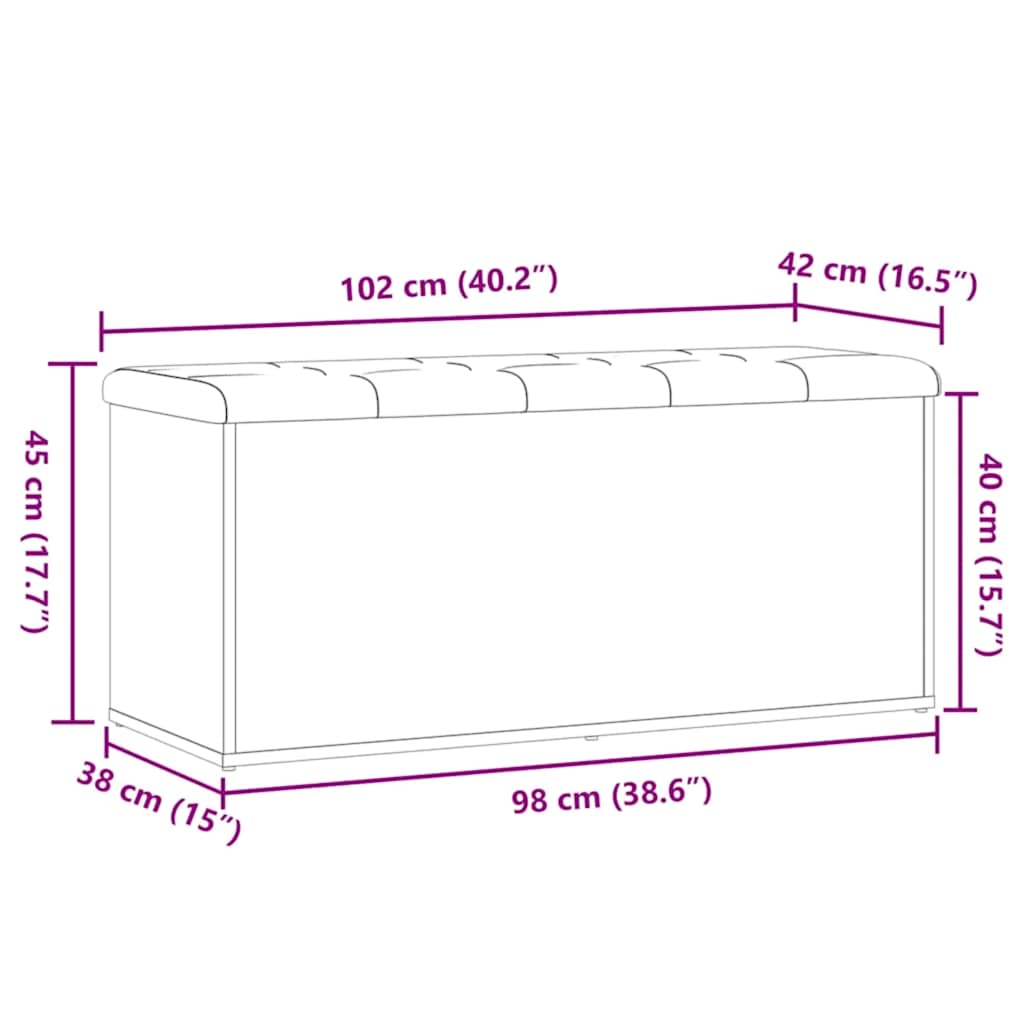 Panca Con Contenitore Rovere Artigianale 102X42X45Cm Legno Lamellare