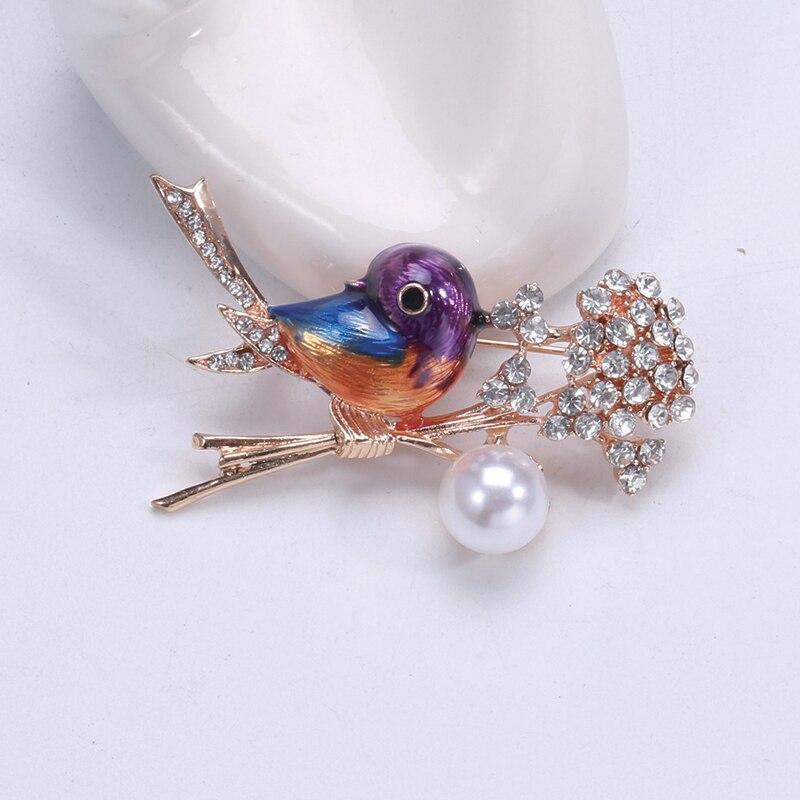 

Броши Blucome ветка птица для женщин эмаль Esmalte брошь в виде животного булавки для воротника рубашки клипсы броши со стразами фиолетовый