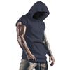 T-shirt da uomo con cappuccio, manica corta, tasca con zip, senza maniche, per allenamento muscolare