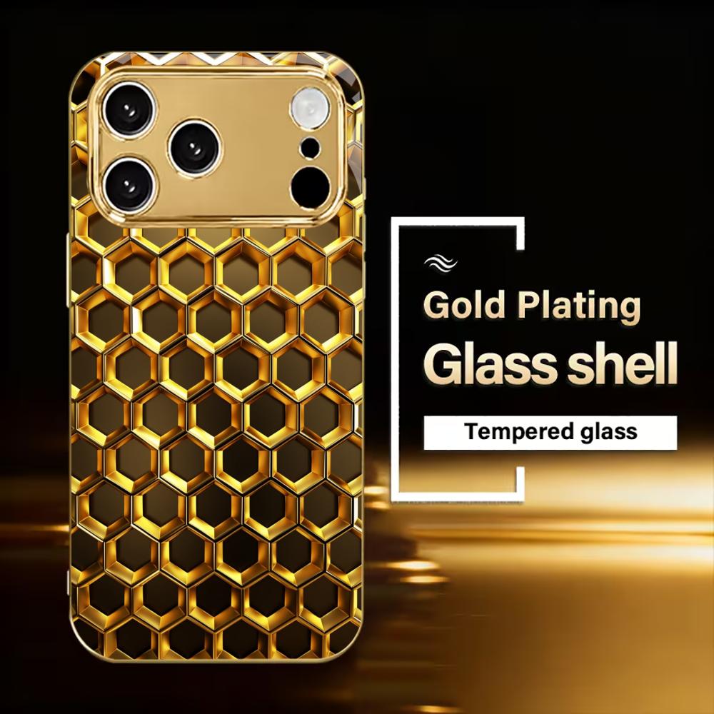 Elegante Lussuosa Custodia per Telefono di Fascia Alta Vetro Galvanizzato Custodia per Telefono per iPhone 17 16 15 14 13 12 11pm Pro Plus Resistente alle Cadute