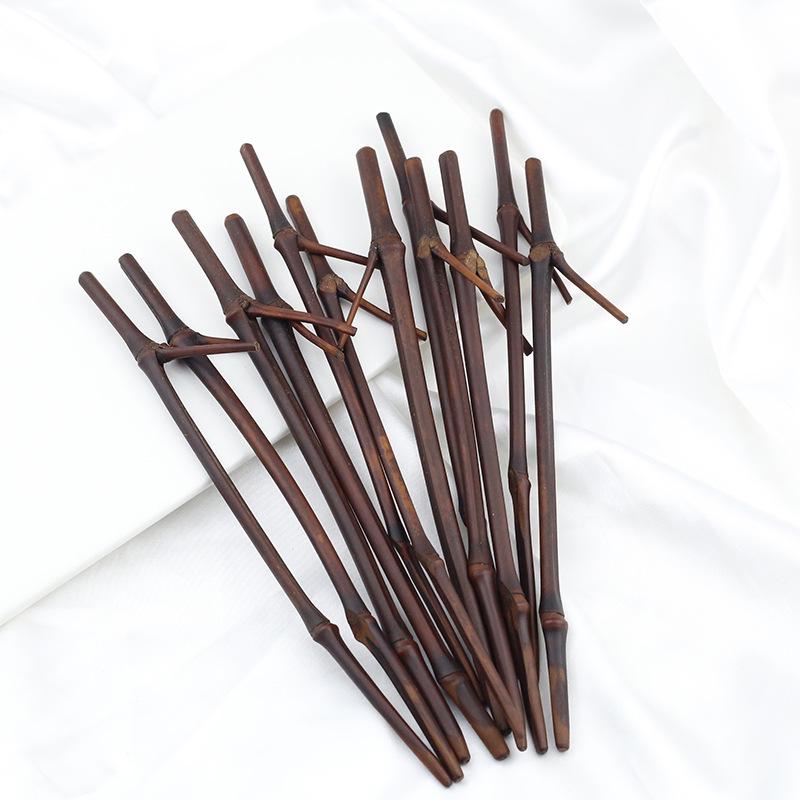 Carbonized Bamboo Hairpin: DIY Ancient Style with Wire-Wrapped Glass Details