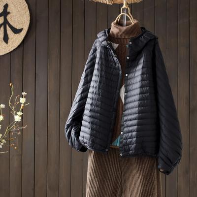 Women Down Jacket Hood Over Size Loose Casual Autumn Winter Outwear Coat