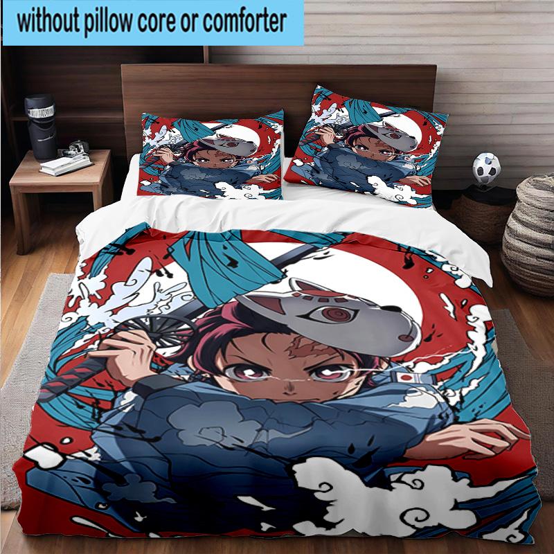 3PCS Vibrant Anime Characters 3pcs Bedding,Including 3PCS Duvet Cover And 2pcs Pillowcases Perfect for Christmas,Ideal for Bedroom, Dormitory