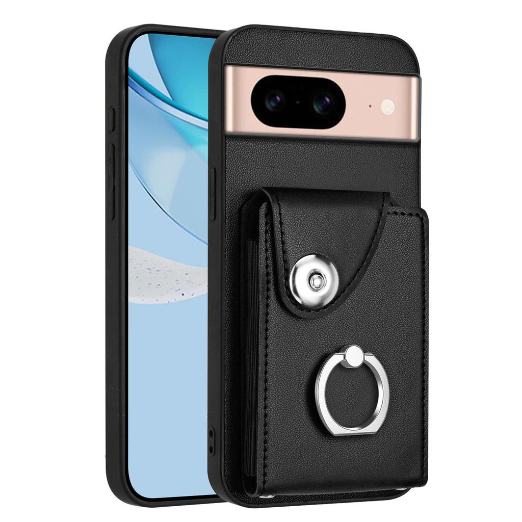 For Google Pixel 8a Case YB Leather Coating Series-7 Card Holder Leather TPU Phone Cover with Kickstand