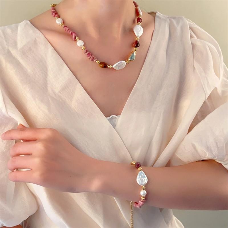 Blooming Splendor Natural Baroque Pearl Bracelet - a Radiant & Stackable Jewelry Set