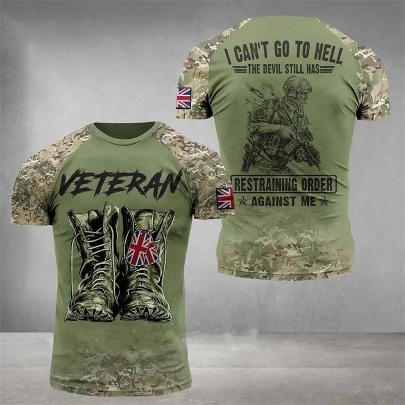 The UK Flag Camouflage T-Shirt For Men/Women 3D Print British Camo T Shirt England Veteran O-Neck Top Oversized Short Sleeve Tee